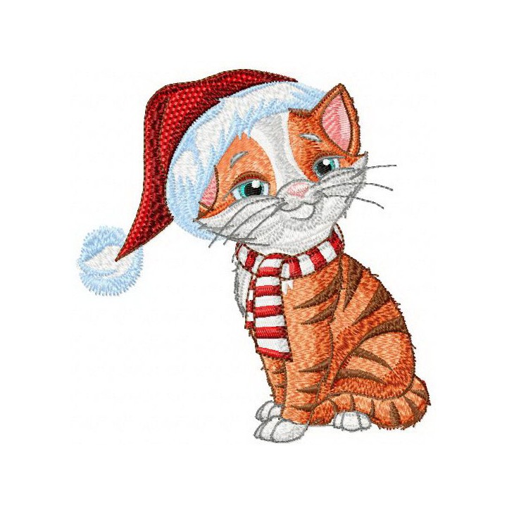 Christmas kitten embroidery design - Embroidery Design