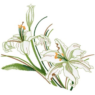 Bouquet lily embroidery design - Embroidery Design