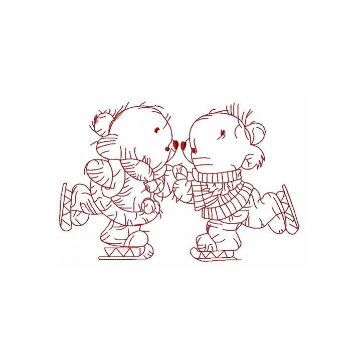 Teddy bear skating 6 embroidery design - Embroidery Design