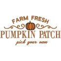 Embroidery design preview of a farm fresh pumpkin patch with vibrant autumn colors and detailed stitching.