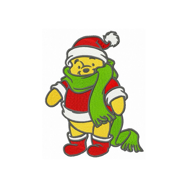 Pooh in Santa Claus costume embroidery design - Embroidery Design