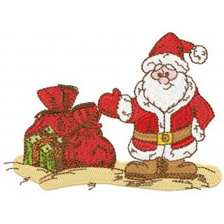 Santa Claus with Christmas gifts 2 embroidery design - Embroidery Design