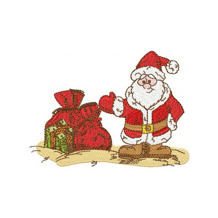 Santa Claus with Christmas gifts 2 embroidery design - Embroidery Design
