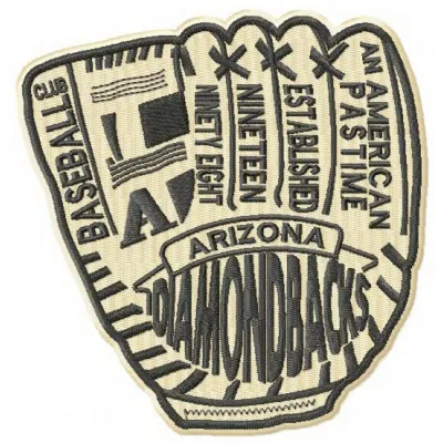 Arizona Diamondbacks glove embroidery design showcasing detailed stitching for sports apparel and accessories.