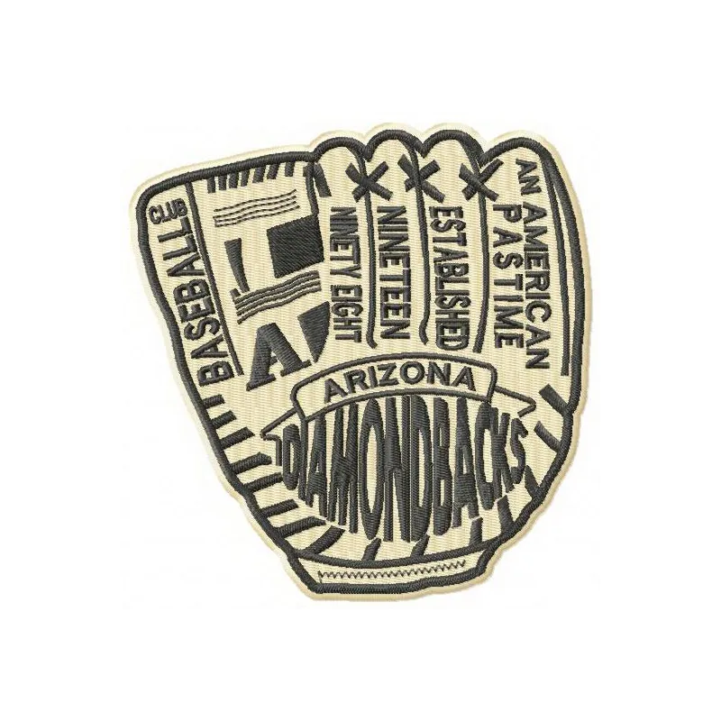 Arizona Diamondbacks glove embroidery design showcasing detailed stitching for sports apparel and accessories.