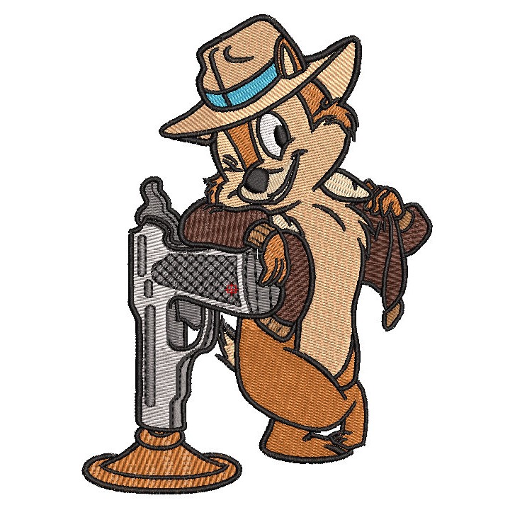 Chip with toy gun embroidery design - Embroidery Design