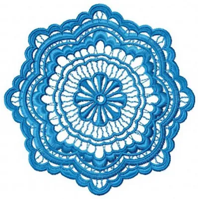 Lace doily 2 embroidery design showcasing intricate snowflake patterns for elegant stitching on various fabrics.