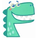 Spotty monster embroidery design featuring a playful dinosaur motif, perfect for stitching on t-shirts and hoodies.