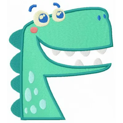 Spotty monster embroidery design featuring a playful dinosaur motif, perfect for stitching on t-shirts and hoodies.