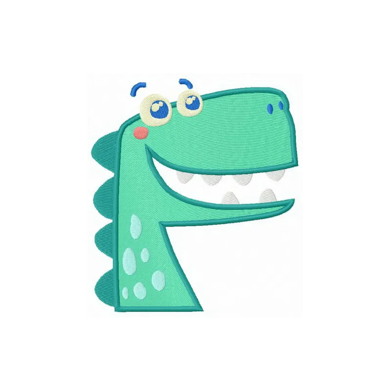Spotty monster embroidery design featuring a playful dinosaur motif, perfect for stitching on t-shirts and hoodies.