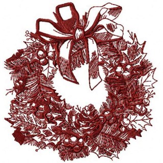 Christmas wreath embroidery design - Embroidery Design
