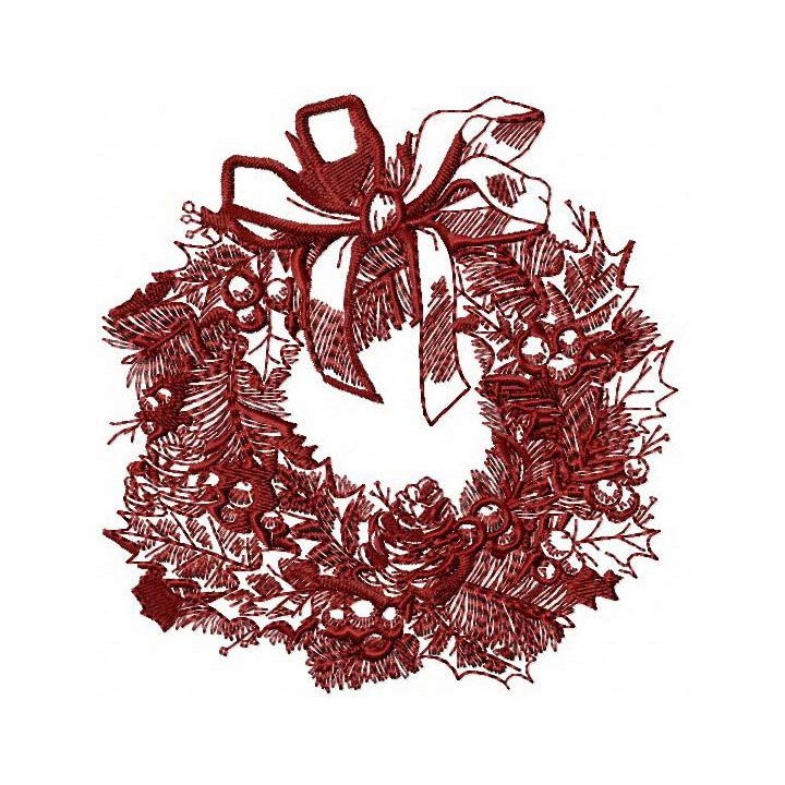 Christmas wreath embroidery design - Embroidery Design