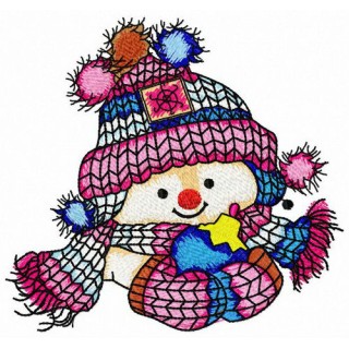 Even snowman likes knitted hats embroidery design - Embroidery Design