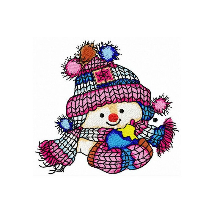 Even snowman likes knitted hats embroidery design - Embroidery Design