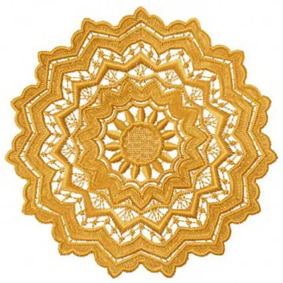 Lace doily embroidery design featuring intricate snowflake patterns, ideal for enhancing home textiles and decor.
