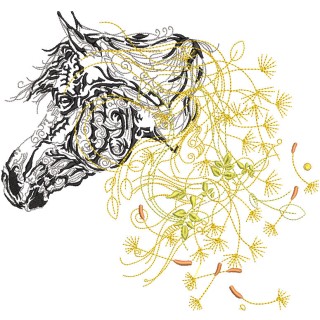 Dandelion horse embroidery design - Embroidery Design
