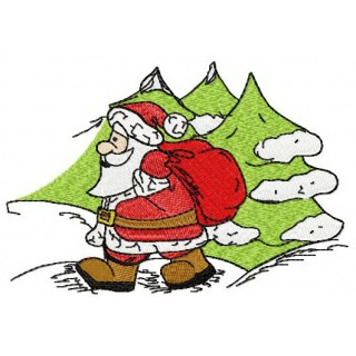 Santa in the forest embroidery design - Embroidery Design
