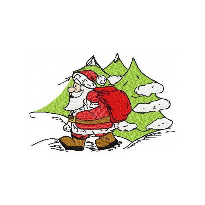 Santa in the forest embroidery design - Embroidery Design
