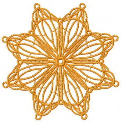Preview of the Snowflake 3 embroidery design, showcasing intricate snowflake motifs for doilies or winter-themed projects.