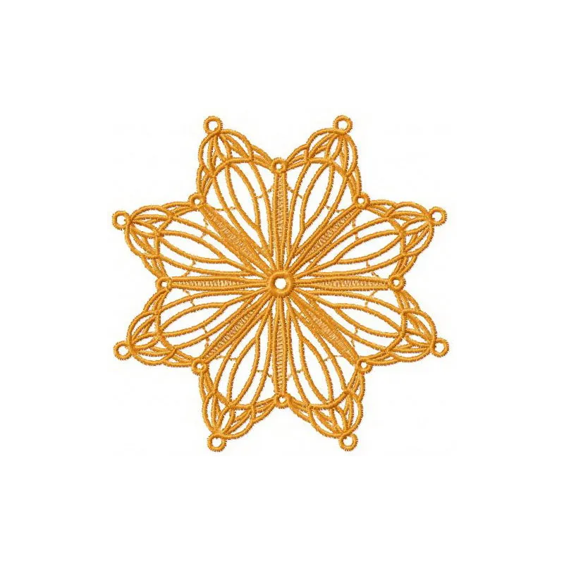 Preview of the Snowflake 3 embroidery design, showcasing intricate snowflake motifs for doilies or winter-themed projects.