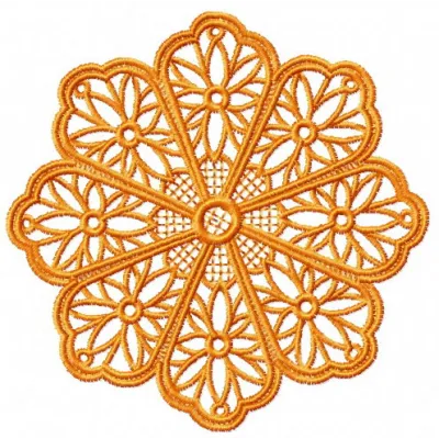 Snowflake 1 embroidery design featuring intricate doily patterns, ideal for winter-themed projects.