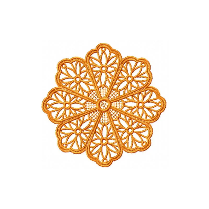 Snowflake 1 embroidery design featuring intricate doily patterns, ideal for winter-themed projects.