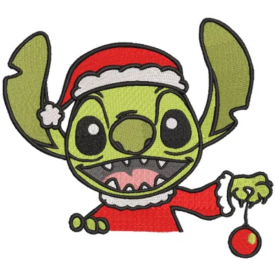 Embroidery design preview of Stitch Grinch featuring vibrant colors and detailed stitching for machine embroidery.