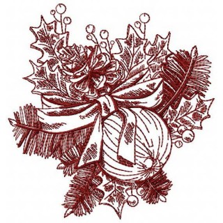 Retro Christmas ball embroidery design - Embroidery Design