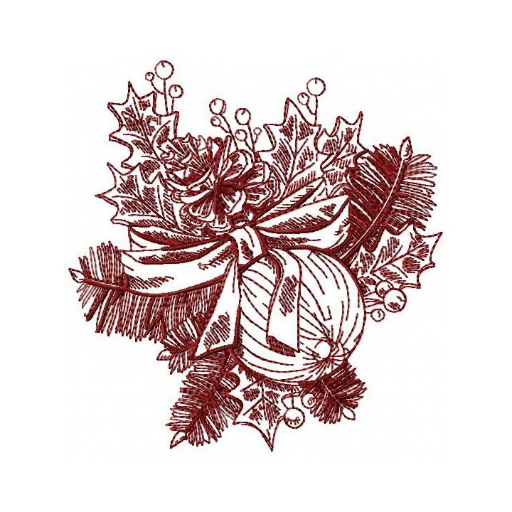 Retro Christmas ball embroidery design - Embroidery Design