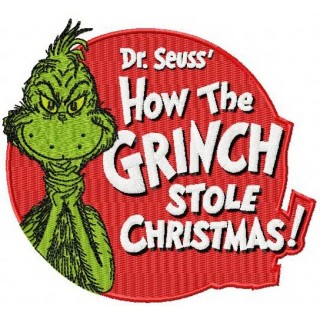 How the Grinch stole Christmas badge embroidery design - Embroidery Design