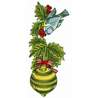 Decorated holly branch embroidery design - Embroidery Design