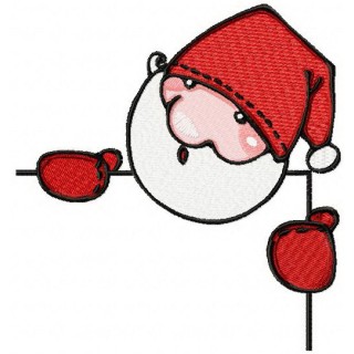 Santa behind a corner embroidery design - Embroidery Design