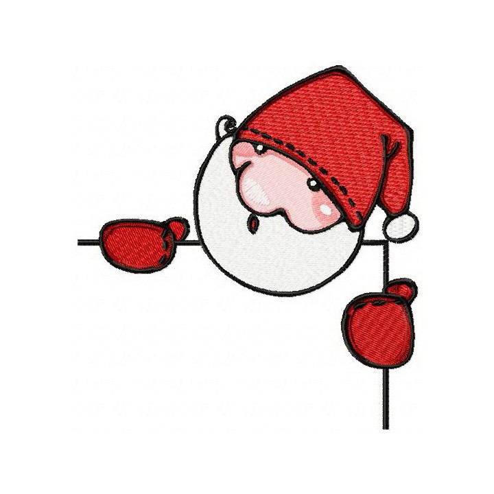 Santa behind a corner embroidery design - Embroidery Design