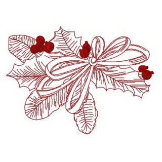 Fir tree and holly branches embroidery design - Embroidery Design