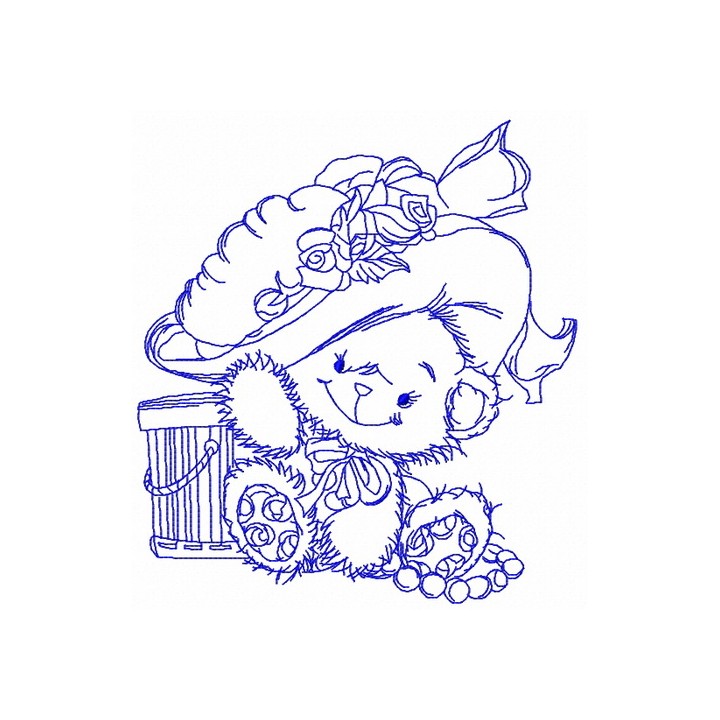 Fashion teddy bear 5 embroidery design - Embroidery Design