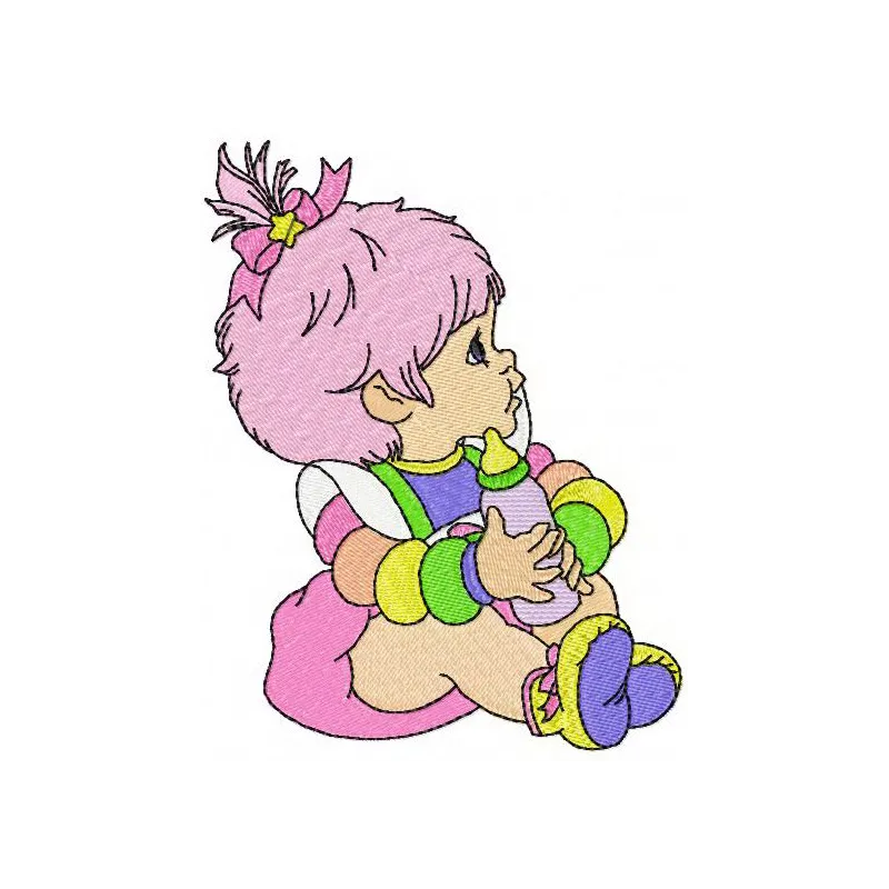 Angelfire embroidery design showcasing vibrant colors from the Rainbow Brite collection, ideal for various fabric projects.