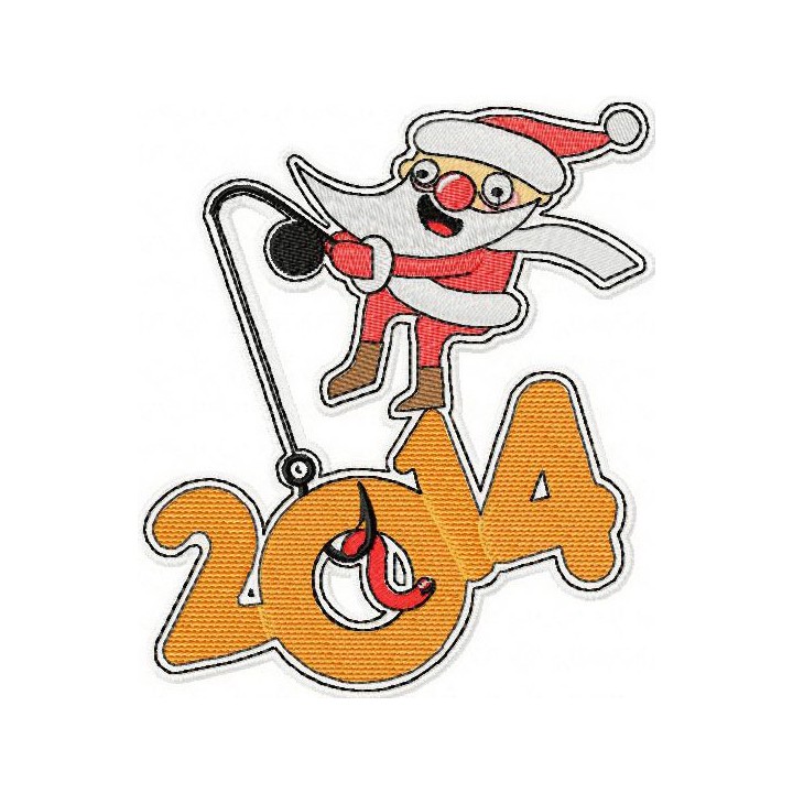 Santa fishing embroidery design - Embroidery Design