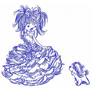 Girl in a luxurious dress 4 embroidery design - Embroidery Design