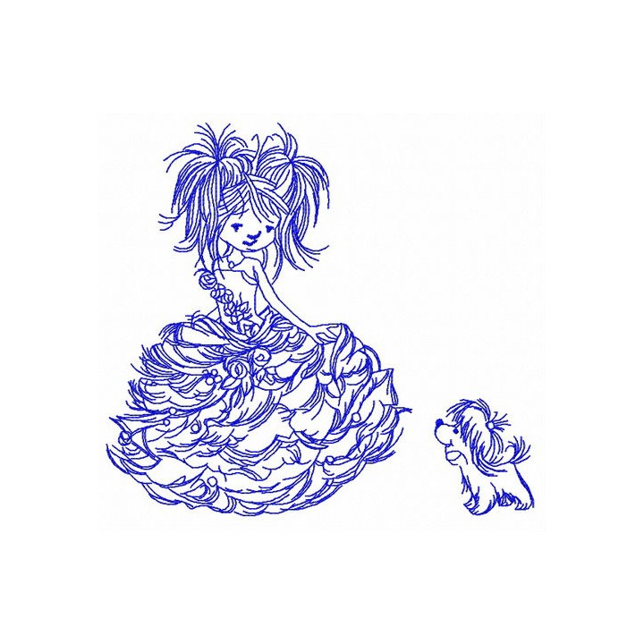 Girl in a luxurious dress 4 embroidery design - Embroidery Design