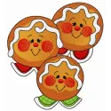 Embroidery design preview of a Gingerbread family 3 pattern, featuring adorable gingerbread figures for holiday projects.