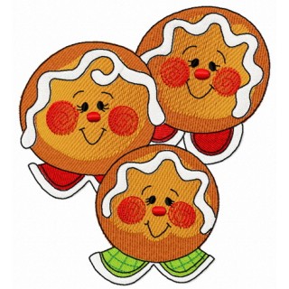 Gingerbread family 3 embroidery design - Embroidery Design