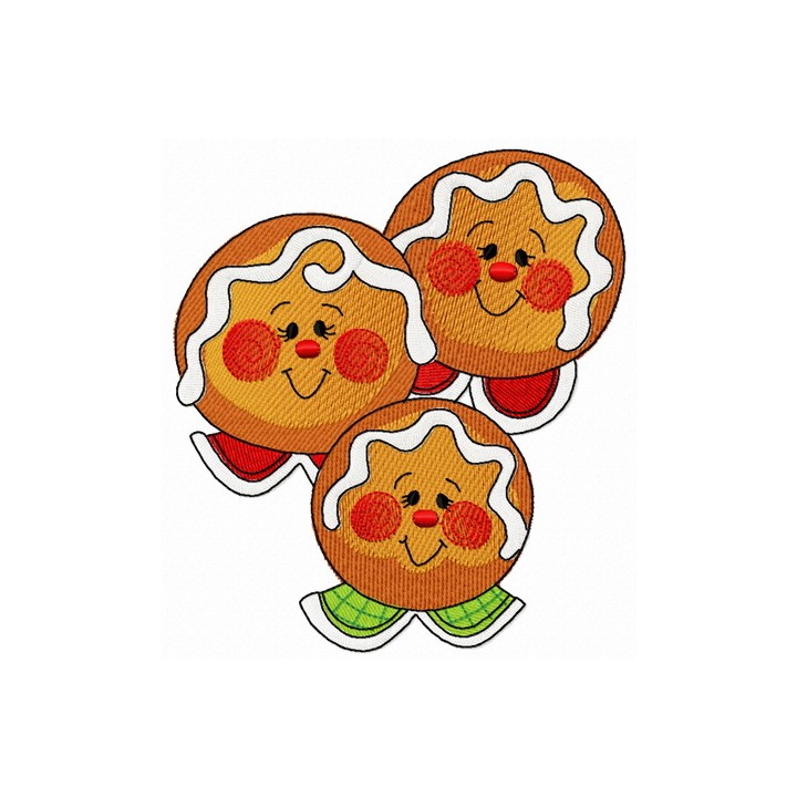 Gingerbread family 3 embroidery design - Embroidery Design