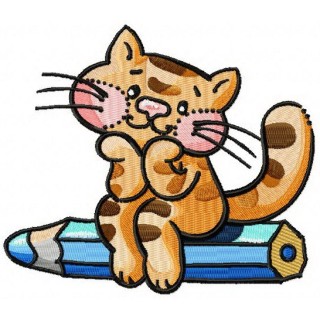 Dreamy kitten embroidery design - Embroidery Design