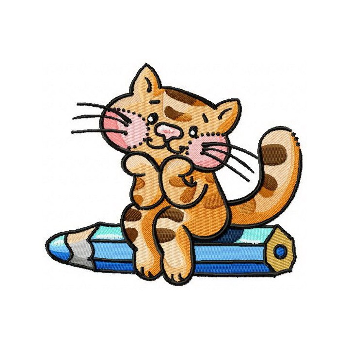 Dreamy kitten embroidery design - Embroidery Design