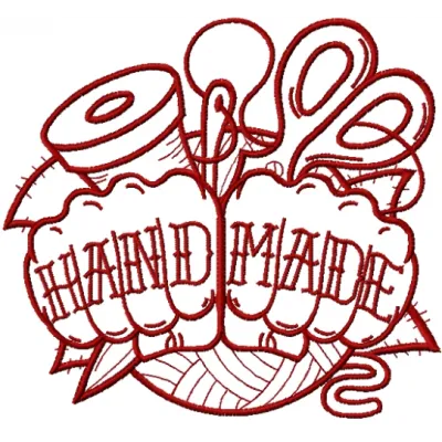Handmade redwork embroidery design featuring intricate stitching patterns suitable for various crafts.