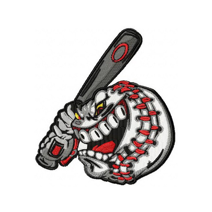 Angry baseball ball embroidery design - Embroidery Design