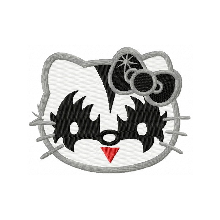 Kitten KISS fan embroidery design - Embroidery Design