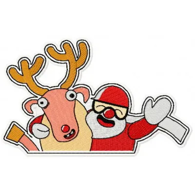 Hello Christmas embroidery design featuring a cheerful Santa Claus, ideal for festive stitching projects.