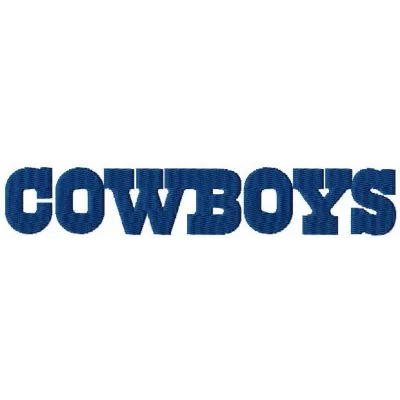 Dallas Cowboys wordmark logo embroidery design preview, showcasing a stitched motif for apparel and accessories.