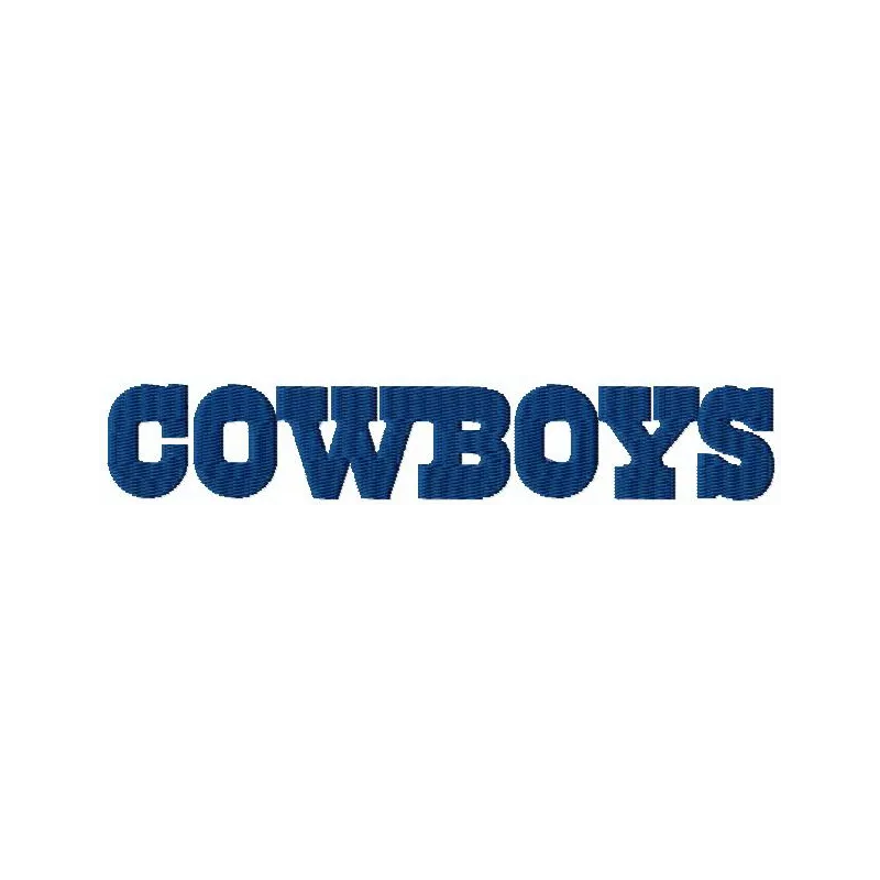 Dallas Cowboys wordmark logo embroidery design preview, showcasing a stitched motif for apparel and accessories.